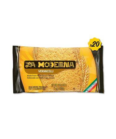 La Moderna Vermicelli Pasta Noodles - 7 oz (Pack of 20) | Durum Wheat, Protein, Fiber, Vitamins - Buy Online on SooperMarket.com