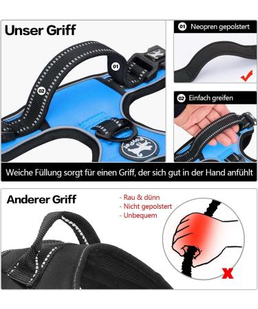 POPOT No-Pull Dog Harness - Reflective Pet Vest for Training & Walking - Control Handle - Blue (Small) - Buy Online on SooperMarket.com