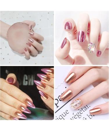 Rose Gold Chrome Nail Powder 6 Boxes Mirror Shiny Nail Glitter Dust Holographic Metallic Nail Art Pigment Powder for DIY Nail Decoration - Buy Online on SooperMarket.com