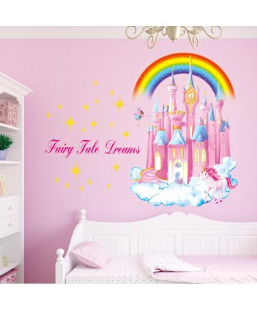 DECOWALL SG-2207 Rainbow Castle Quote Wall Stickers - Fairy Tale Dreams Decals for Kids Girls Nursery - Removable Art Decor - Buy Online on SooperMarket.com