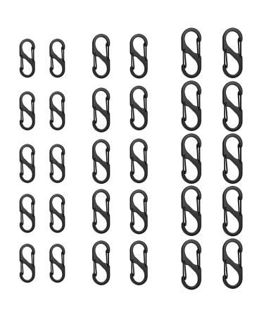 30 pieces S carabiner keychain 8 shaped portable mini black double carabiner metal high -quality waterproof suitable for outdoor activities camping hiking traveling