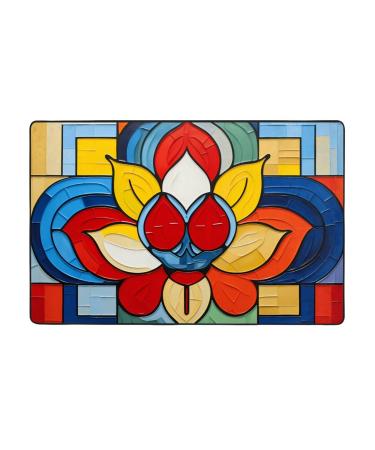 Flannel Carpet Mondrian Bohemian Lotus Flower Picture 60 x 39 in Non-Slip Durable Suitable for Living Room and Office Bedroom