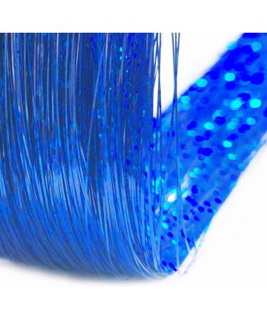 Hair Tinsel Extensions 250 Strads Fairy Holographic Sparkle Woman Hair Glitter Synthetic Tinsel Straight Hair Accessories for Women Girls Hair Decoration (Dark Blue) 250 Dark Blue