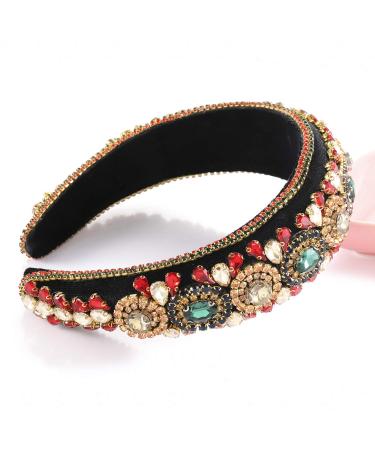 Padded Rhinestone Headband - Crystal Velvet Wide Hairband for Women and Girls - Buy Online on SooperMarket.com