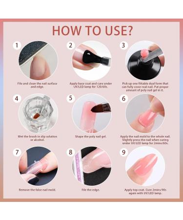 Wakaniya Poly Gel Nail Kit - 8 Colors for Fast Nail Extensions & Design | Starter-Friendly | Clear White Nude Pink 120ml - Buy Online on SooperMarket.com