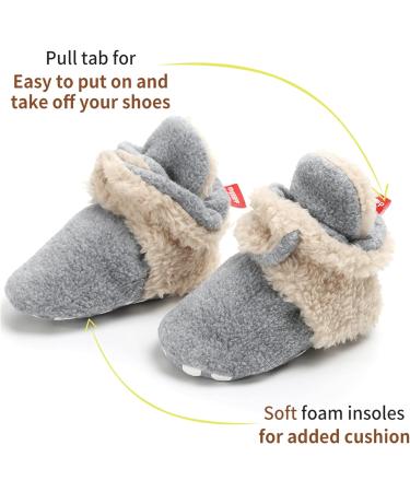TMEOG Baby Booties Slippers | Infant Boots for First Walking | Winter Sock Crib Shoes | Boys Girls 0-18 Months | Light Grey White Furry - Buy Online on SooperMarket.com