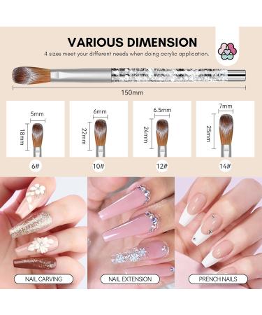 Saviland 4-Piece Acrylic Nail Brush Set with Holder & Cuticle Pusher - Nail Art Tools for Acrylic Powder, Extensions, and Carving | Home DIY and Salon Use - Buy Online on SooperMarket.com
