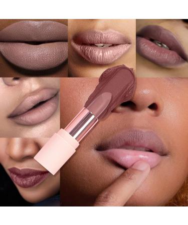 4Pcs Semi-Matte Nude Lipstick Set - Long Lasting Waterproof & Pigmented Velvet Finish for Women | Ideal Neutral Lip Makeup - Buy Online on SooperMarket.com