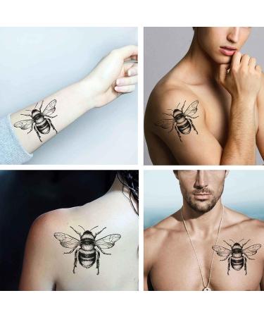 Dopetattoo Large Bee Temporary Tattoo Sheets for Men and Women - Neck, Arm, Hand, Leg, 6 Pack - Buy Online on SooperMarket.com