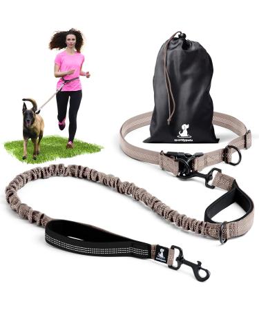 Jogging lines for dogs to walk jogging hiking |2 in 1 jogging line and normal dog leash for large and medium -sized dogs with double handle |Belly belt dog leash green armygr n for a dog