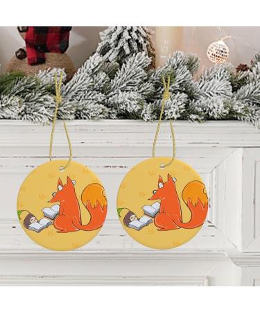 YYHHAOFA Sunflower Seeds and Foxes Picture Christmas Ceramic Round Pendant Decoration - Festive Hanging Ornament for Stores and Homes -2.9 in - Buy Online on SooperMarket.com