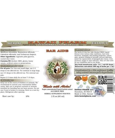 HawaiiPharm Ear Aide 2 oz - Veterinary Natural Alcohol-Free Pet Herbal Supplement - Buy Online on SooperMarket.com