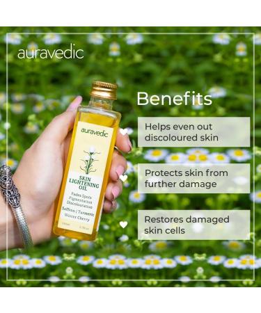 Auravedic Skin Lightening Oil 100ml with Saffron, Turmeric & Winter Cherry - Buy Online on SooperMarket.com