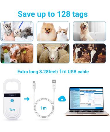 Tera Portable Microchip Reader - RFID Scanner for Dogs Cats and Pigs | OLED Display & Rechargeable | ISO 11784/11785 FDX-B - Dark Blue - Buy Online on SooperMarket.com