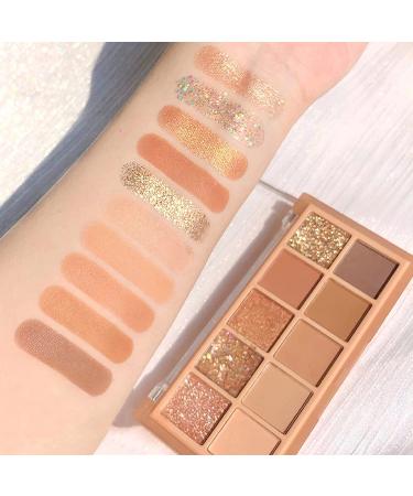 10 Colors Eyeshadow Palette with 6 Brushes - Matte, Shimmer, Glitter Eye Makeup Set - Long Lasting, High Pigment Formula for Natural Look - Buy Online on SooperMarket.com