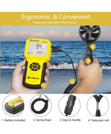Holdpeak 826A Digital Wind Speed & Temperature Meter | Data Logger | International Shipping Available - Buy Online on SooperMarket.com