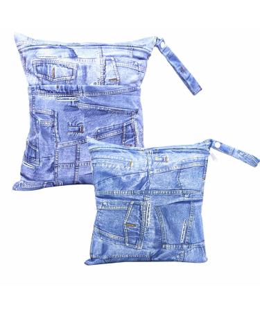 Egurs diaper bag for on the go wetbag 1 piece large + 1 piece medium jeans