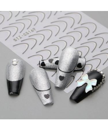 French Line U-Shaped Nail Art Stickers - 8 Sheets Exquisite Decals in Gold, Silver, Black, and Rose Gold for Women and Girls - Buy Online on SooperMarket.com