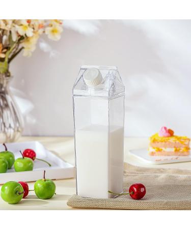 17 oz Clear Milk Carton Water Bottles - Reusable Portable Juice Tea Jug for Outdoor Activities (2 Pack) - Buy Online on SooperMarket.com