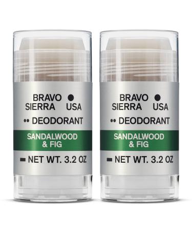 Aluminum-Free Deodorant for Men by Bravo Sierra 2-Pack - Contains Natural Ingredients Long Lasting All-Day Odor and Sweat Protection - Sandalwood and Fig 3.2 oz -Paraben-Free Vegan & Cruelty-Free Sandalwood & Fig 3.2 Ounce (Pack of 2)
