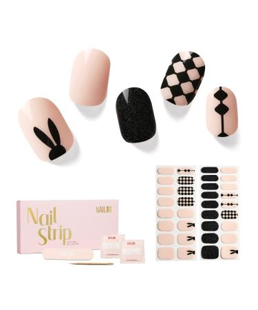 NAILOG Semi Cured Gel Nail Strips 34 pcs Salon-Quality Gel Nail Stickers Long Lasting Nail Wraps for Women with Soft Gel Finish I'm Trapped