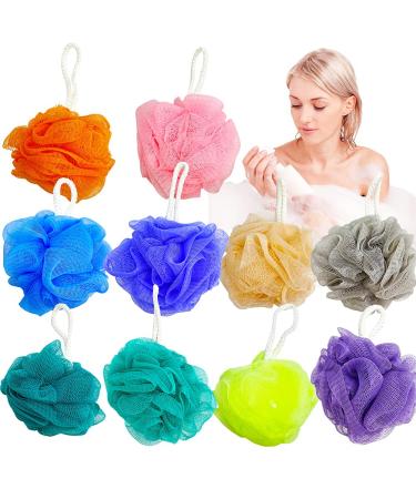 10 Pcs Mesh Loofah Sponges,Bath Loofah Shower,Small Size Soft Shower Exfoliating Scrubber for Body Wash Kids Women Men Bathroom