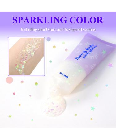 Sularpek 50ml Face Glitter Gel - Hair & Body Sequins Shimmer Liquid Eyeshadow - Mermaid Glitter for Festival Makeup - White - Buy Online on SooperMarket.com