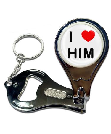 BadgeBeast.co.uk I love Him - Key Ring Bottle Opener and Nail Clipper