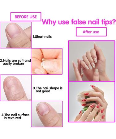WJIASI Natural False Nails: Oval French Acrylic Artificial Nail Tips for Girls & Women - 500 pc, 10 Sizes - Natural Color - Buy Online on SooperMarket.com