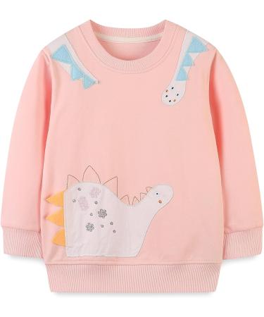 Girls Dinosaur Sweatshirt - Cotton Long Sleeve Pullover Top for Toddler Girls | Age 2-3 Years | Casual Jumper T-shirt for Kids - Buy Online on SooperMarket.com
