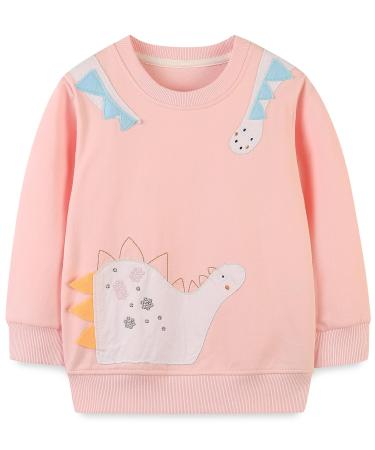 Girls Sweatshirt for Kids Cotton Top Casual Jumper Girl T Shirt Toddler Clothes Long Sleeve Pullover Age 1-12 Years 4-5 Years Dinosaur 01