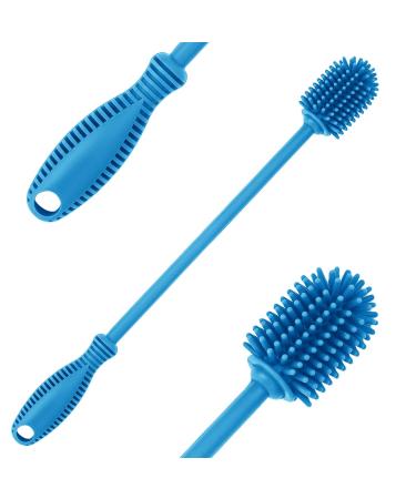 Silicone Bottle Cleaning Brush with Long Handle 31cm/12.5" Water Bottle Cleaner for Baby Bottles Hydro Flask Sports Bottle Vase Glassware Perfect for Smaller Diameter Bottle Openings (Qty 1) Blue