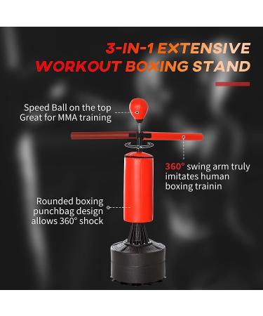 Soozier Boxing Bag Freestanding Punch Bag with Reflex Bar  Gloves  Rotating Flexible Arm  Speed Ball  Waterable Base for Adult & Kids - Buy Online on SooperMarket.com