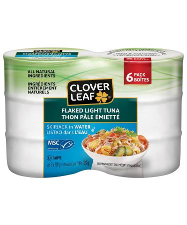 Clover Leaf Flaked Light Skipjack Tuna in Water - 170g 6 Count - Canned Tuna - High in Protein - 13g of Protein Per 55g Serving - 100% Wild-Caught and Traceable Tuna - Trace My Catch