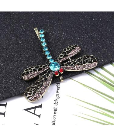 Vintage Rhinestone Dragonfly Hair Clips Set - Elegant Alloy Barrettes for Women - Buy Online on SooperMarket.com