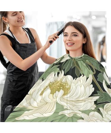 Kigai White Flowers Barber Cape | Waterproof Hair Cutting Cape for Men & Women - Adjustable Snap Closure Professional Salon Accessory - Buy Online on SooperMarket.com