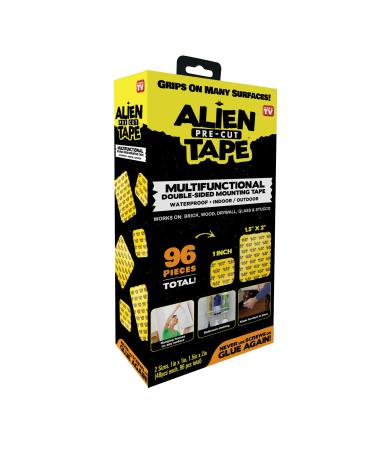 Alientape Pre Cut 96 Piece Set Double Sided Tape Multipurpose Removable Adhesive Transparent Grip Mounting Strips Washable Strong Sticky Heavy Duty for Carpet Photo Frame Poster D cor As Seen On TV