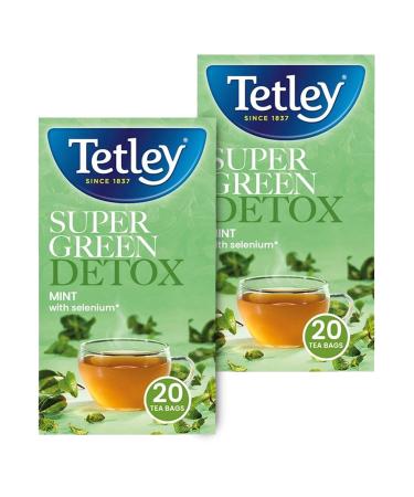Tetley Tea Super Green Detox Mint Tea Bag 20 Tea Bags (40g) | 2 Pack