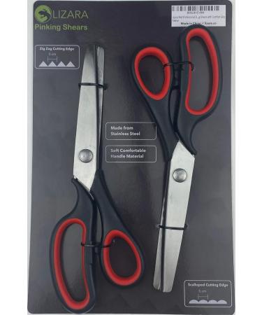 LIZARA Professional Heavy Duty Pinking Shears Scissors for Fabric - Pack of Zig Zag and Scalloped Pattern Scissors | Tailor's Pinking Shears for Precision Fabric Cutting - Buy Online on SooperMarket.com