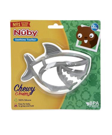 Nuby Chewy Chums Silicone Soothing Teether - Shark Design | Safe for 3 Months and Up - Buy Online on SooperMarket.com