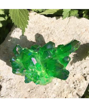 Home Decoration 100-120g Natural Crystal Green Angel Aura Quartz Cluster specimens Cured Titanium Coating Quartz Cluster Stones kaixun (Size : 70g) - Buy Online on SooperMarket.com