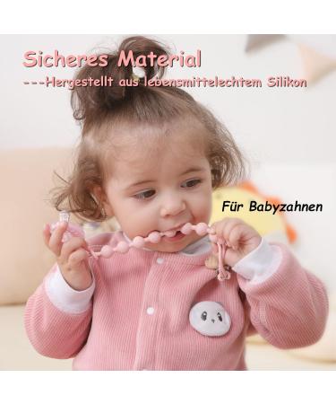 Silicone Pacifier Chain 2-Pack | Durable Soft & Flexible | Keeps Pacifiers Clean | Perfect for Boys & Girls - 2 Pink - Buy Online on SooperMarket.com