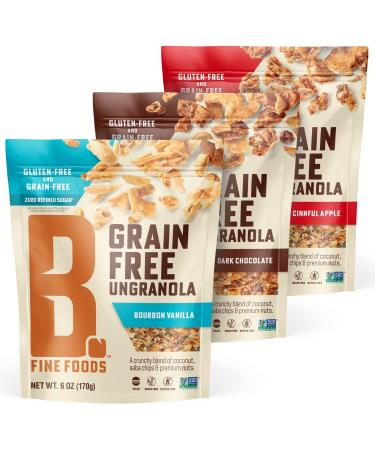 Grain-Free Crunchy Granola Snack of Coconut, Saba Chips & Premium Nuts - UnGranola Variety Pack - 6oz, 3 Pack - Zero-Refined Sugar, Gluten-Free, Kosher, Paleo & Keto-Friendly - by B. Fine Foods Variety Pack 6 Ounce (Pack o…