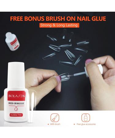 Clear Long Coffin False Nail Tips BOLASEN 500Pcs Full Cover Ballerina False Nails and Glue Fake Nails Artificial Fingernails Tip Clear Acrylic Nail Tips for Nail Salon & Home DIY 10 Sizes 500 Count (Pack of 1) - Buy Online on SooperMarket.com
