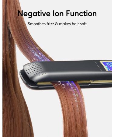 Wavytalk Pro Titanium Flat Iron 2 In 1 Hair Straightener and Curling iron 170 -450 Faster Heating Up Convenient Hair Tools with Dual Voltage LCD Display Matt Black - Buy Online on SooperMarket.com