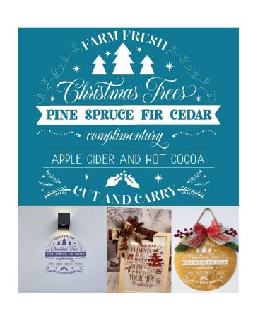 Alinacutle Silkscreen Stencil Reusable Self-Adhesive Silk Screen Printing  Sentiments Template for Printing on Wood/Fabric/Paper  8.5 x 11 (Farm Fresh Christmas Trees)