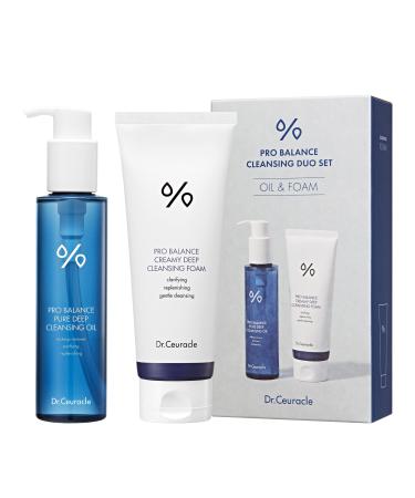 leegeehaam Dr.Ceuracle Pro Balance Cleanser Duo Set (Cleansing Oil & Foam) - Hydrating pH Balanced Daily Facial Wash for All Skin Types