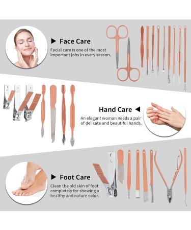 Coolzon 26-Part Professional Manicure Set | Stainless Steel Nail Tools for Manicure & Pedicure | Advanced Zip Pocket Design | Rose Color - Buy Online on SooperMarket.com