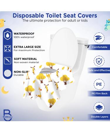 40-Pack Disposable Toilet Seat Covers - BABEnjoy Giraffe Pattern Extra Large - Ideal for Kids, Toddlers, and Adults - Potty Training, Public Bathrooms, Airplanes - Buy Online on SooperMarket.com