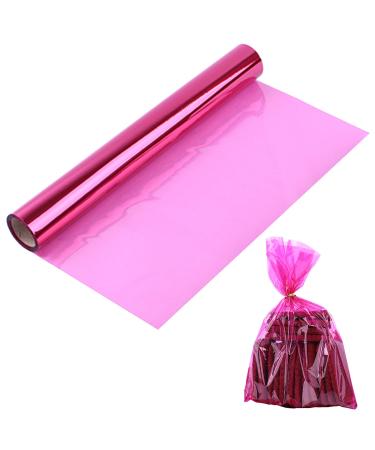 Easter Pink Cellophane Wrap Roll, Translucent Pink Cellophane Wrapping Paper, 16 Inch Width x 100 Ft Long Colored Cellophane Rolls for Gift Baskets, DIY Arts Crafts Decoration and More